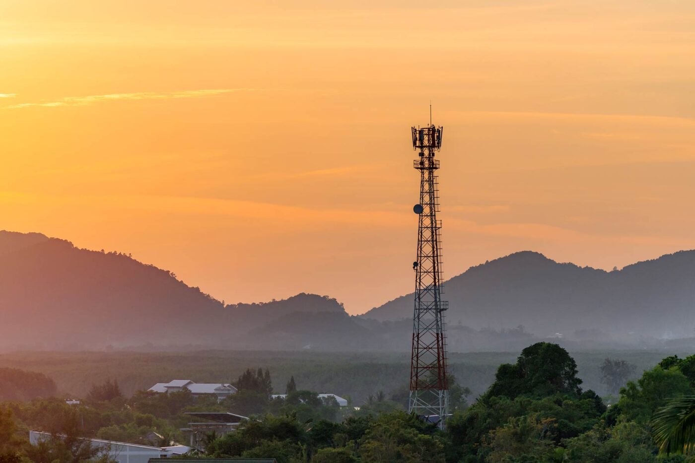Cell tower at sunset.