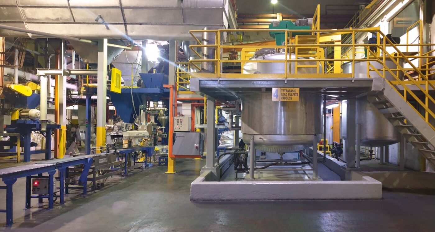 Wide view of SureCure production machinery.