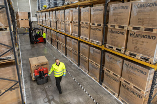 Hammond Group UK production facility partial view of product inventory
