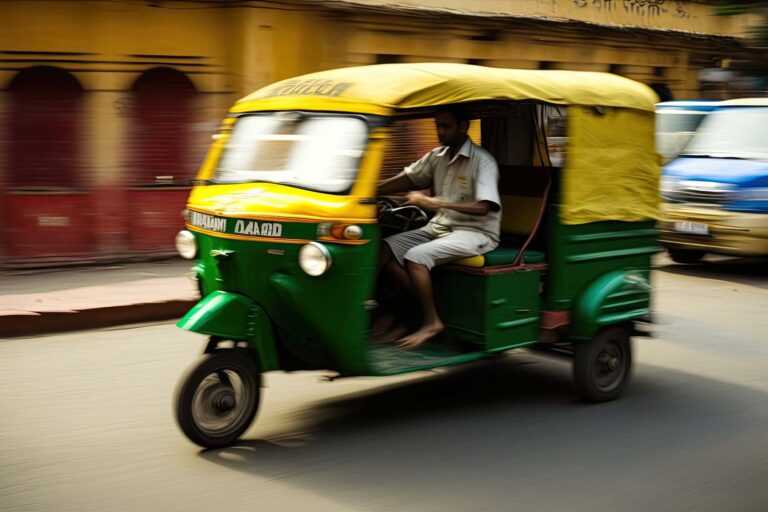 eRickshaw driving on a street